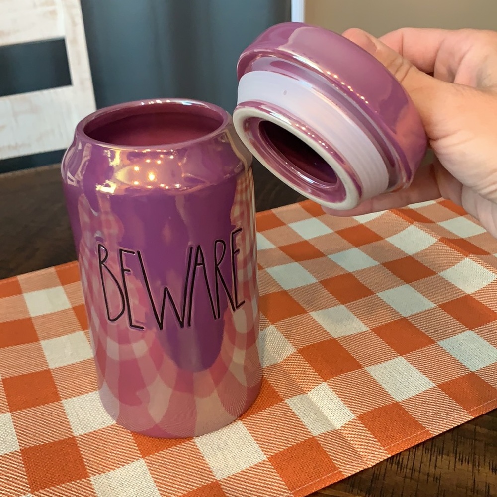 Rae Dunn beware canister iridescent - Picture 2 of 5